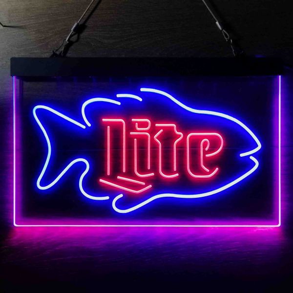Miller Lite Fish Dual LED Neon Light Sign